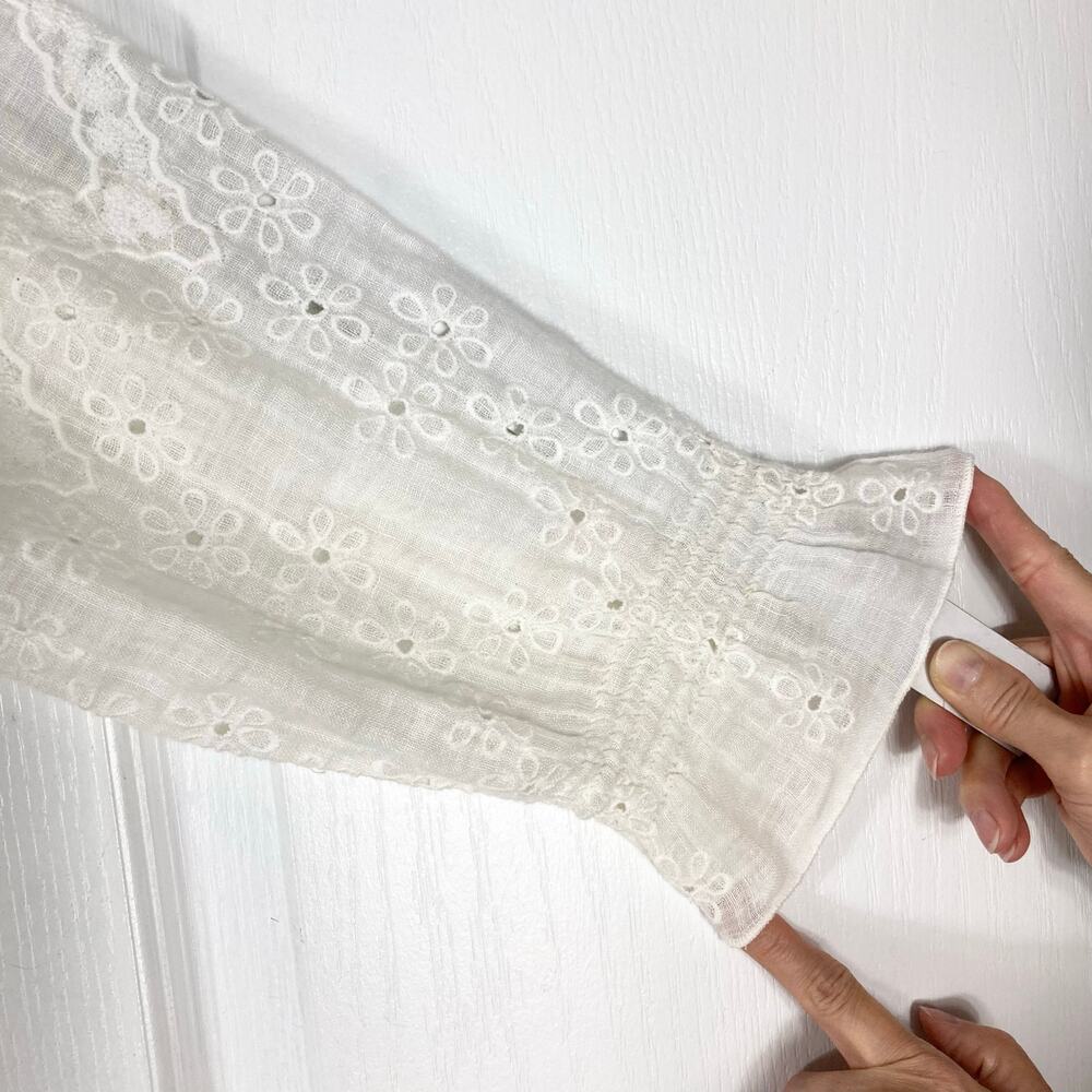 Nwot TEMPTATIONS POSITANO Blouse M White ITALY Linen Off Shoulder Long-Sleeve - Picture 5 of 9